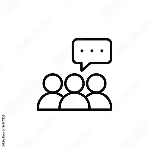 Three people with one speaking in a chat bubble