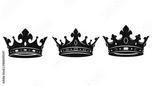 Three Royal Crowns Silhouette Set.