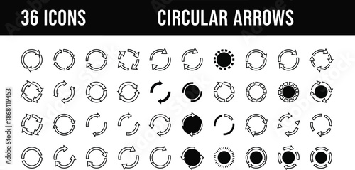 Circular Arrows Icon Set for Design and Navigation