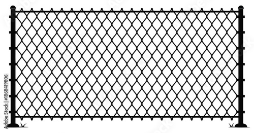 Metal chain link fence texture, seamless vector illustration for industrial, construction, security, outdoor design, barrier, enclosure, protective mesh, urban environment, and high ranking graphic