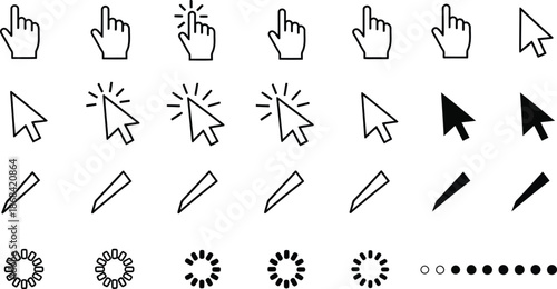 Computer Mouse Cursors and Loading Icons Set
