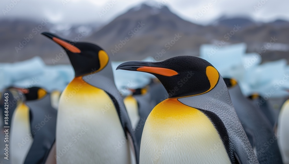 Fototapeta premium King Penguins captured in Grytviken, South Georgia