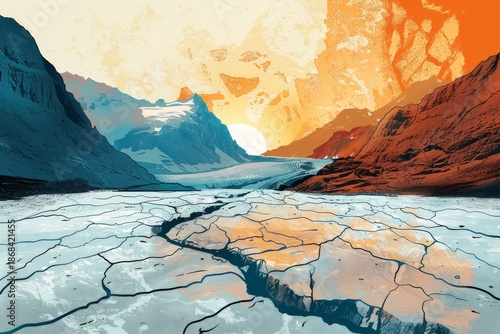 Abstract mountain landscape art