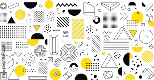 Geometric Shapes Pattern with Black and Yellow Elements