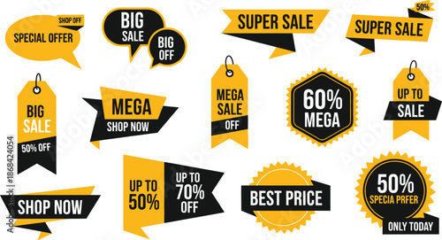 Sale and Discount Labels for Big Shopping Offers