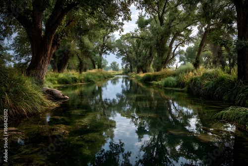 Wallpaper Mural Lush wetlands with reeds and aquatic plants, ecosystem and conservation, green vegetation Torontodigital.ca