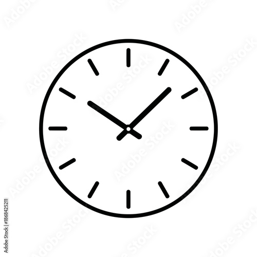 Black and white clock face with hour and minute hands