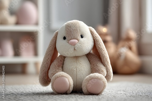 Wallpaper Mural Cute plush rabbit toy for nursery decor, stuffed bunny Torontodigital.ca