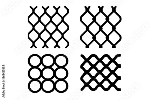 Abstract geometric mesh patterns and circular grid textures for background design