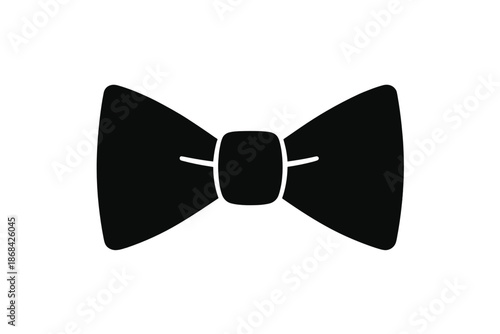 Simple black bow tie silhouette graphic representing formal attire and elegant fashion accessory