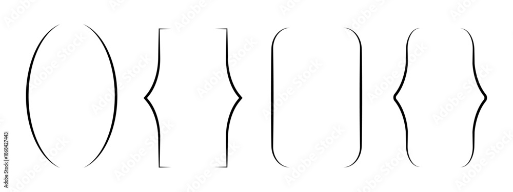 Fototapeta premium Set of text brackets, braces, quote, text box icons