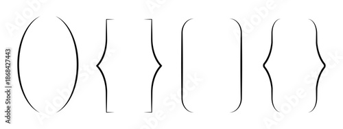 Set of text brackets, braces, quote, text box icons