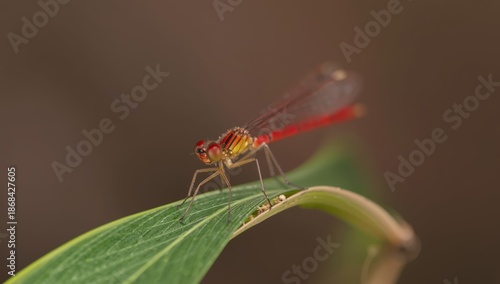 Large crimson damselfly on a leaf