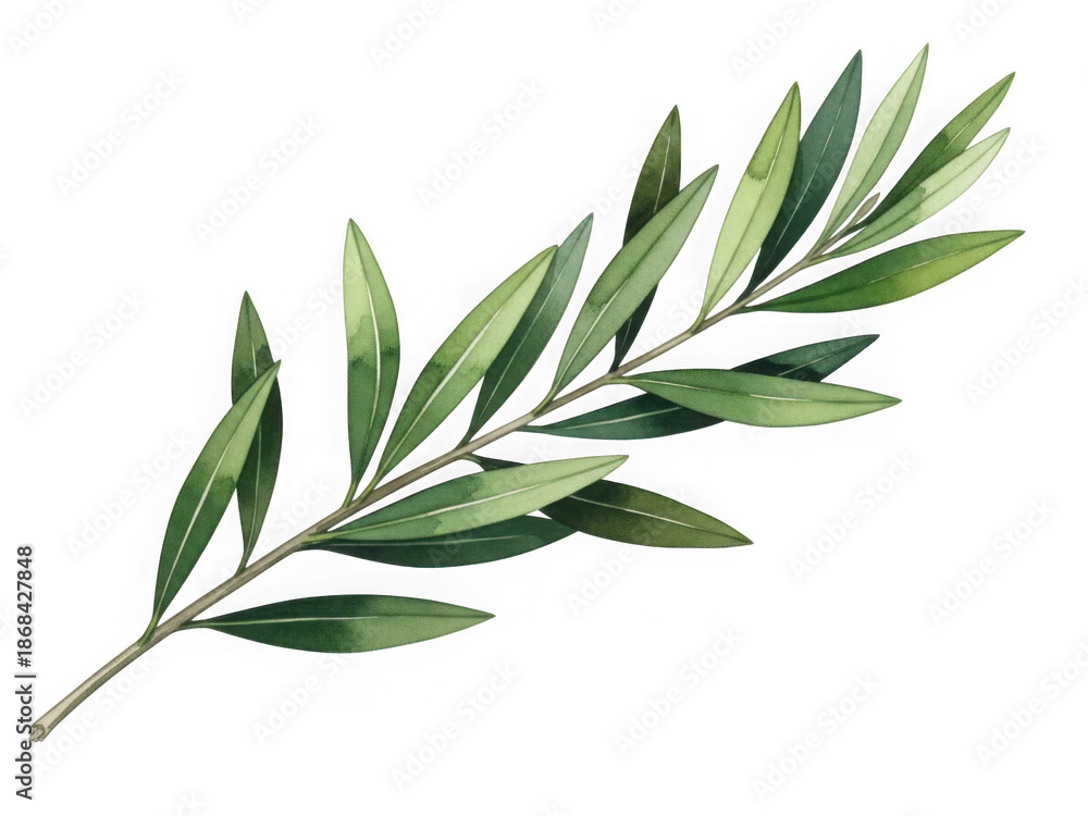 Fototapeta premium Green leaf branch isolated on transparent background