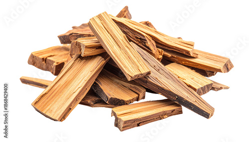 A pile of natural dry wood chips with visible organic textures and grain.