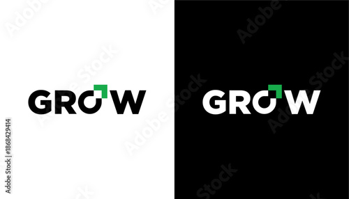 Modern growth logo design wordmark. Abstract arrow shapes logo design graphic vector illustration. Symbol, icon, creative.