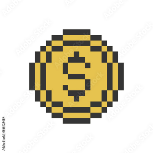 dollar coin pixel art retro