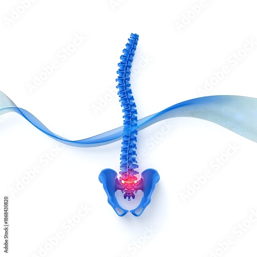 Spinal anatomy with highlighted lower back pain