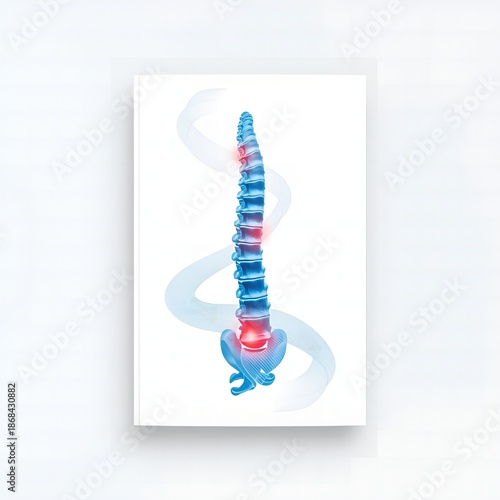 Spinal column with highlighted pain areas