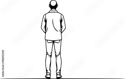Minimal Character Illustration Person Waiting in Standing Pose
