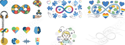 Autism Awareness Vector Illustrations – Neurodiversity Symbols, Puzzle Pieces & Infinity Signs