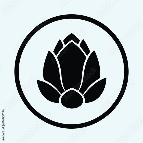 Silhouette Stylized Lotus Flower Bud Icon Symbol Vector Illustration