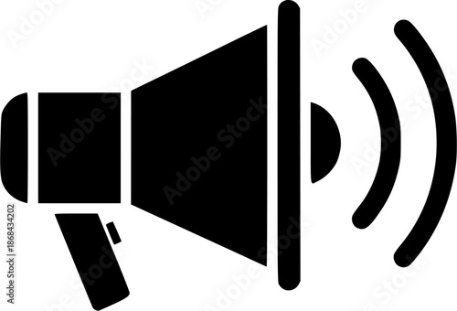 Loudspeaker / Megaphone icon with sound waves - black outlined vector graphic
