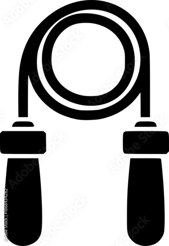 Minimalist black jump rope icon – bold vector illustration with handles and loop
