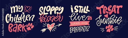 Dog bandana Print. Cute hand drawn doodle lettering quote about dog lovers. Lettering for t-shirt design, mug print, bag print, clothes fashion. 100% hand drawn vector image.
