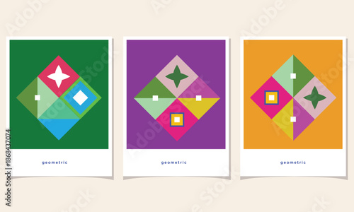 Modern Diamond Shape Geometric Illustration with Bold Color Blocks