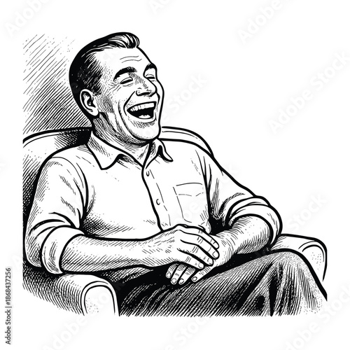 Vintage Man Laughing Out Loud