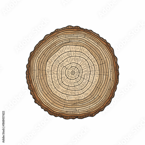 Illustration of a crosssection of tree trunk showing growth rings