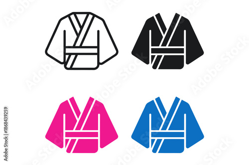 Martial Arts Gi Icon Set – Symbols of Discipline, Style, and Combat Tradition