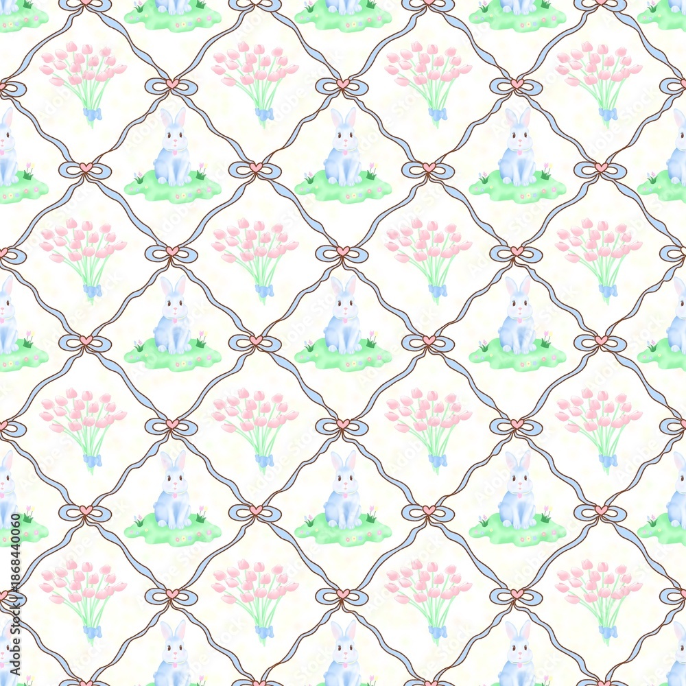 Fototapeta premium Seemless pattern cute spring