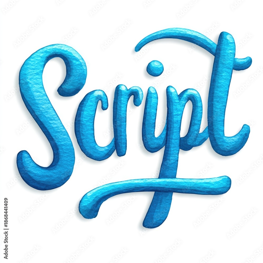 Obraz premium Blue script text in 3d with textured design on white background