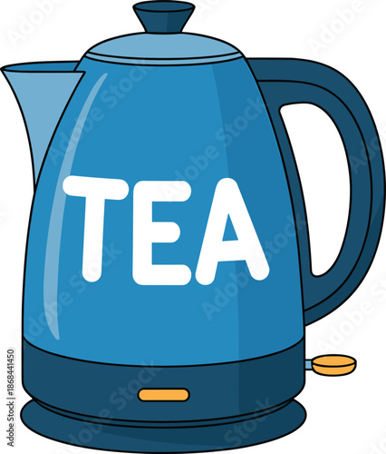Electric tea kettle vector illustration isolated kitchen appliance cartoon style modern hot water boiler icon flat design graphic