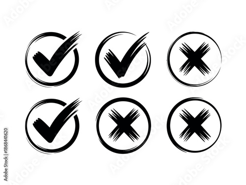 Brush Stroke Checkmark and Cross Icons