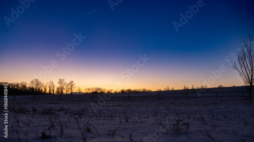 sunset in the snow