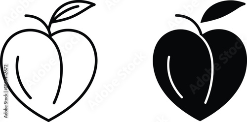 Black and white apple icons with leaves