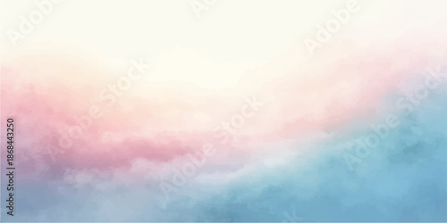 Abstract colorful watercolor sky with rainbow and clouds