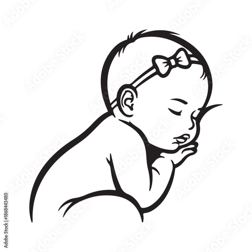 Thinking Man Line Art Silhouette with Glasses and Beard