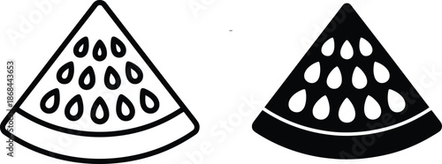 Black and white watermelon slice illustrations