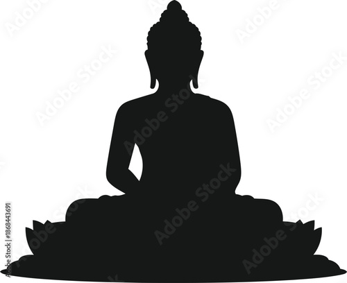 Buddha statue sitting in meditation on lotus flower isolated on transparent background
