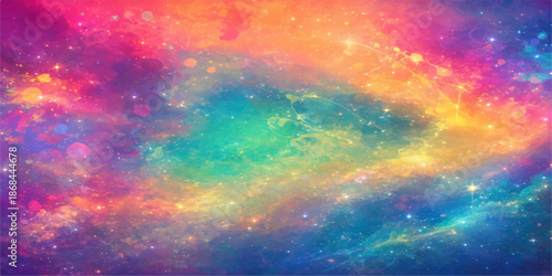 Abstract colorful sky background with stars and clouds