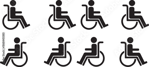 Medical icon of multiple wheelchair symbols for accessibility