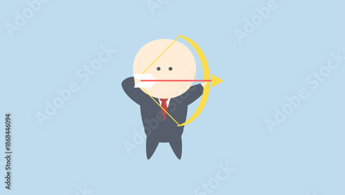 ビジネスイメージイラスト_弓矢で目標を狙うビジネスマン