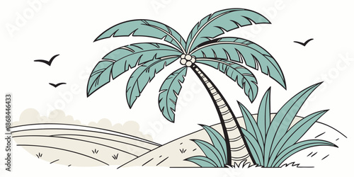 tropical palm tree vector on the beach