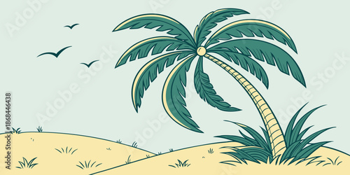 tropical palm tree vector on the beach