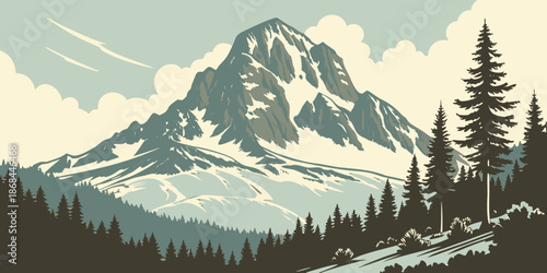 mountain landscape with trees and mountains