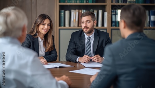 Lawyers advise clients in-office on agreements and financial issues for fairness and legal compliance